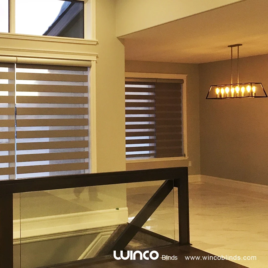 Dual shade beside a dining room