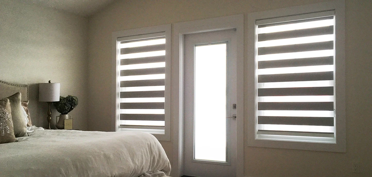 Dual shades fitted to bedroom windows